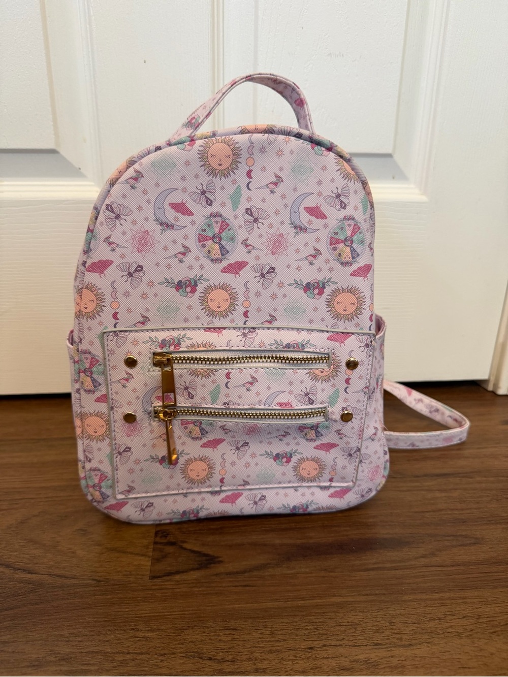 Under One Sky Pink Celestial Mini Backpack with Gold Hardware - Picture 1 of 5